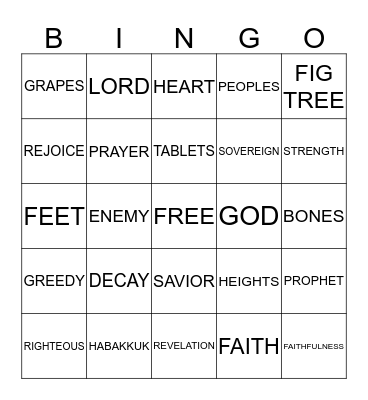 BIBLE BINGO Card