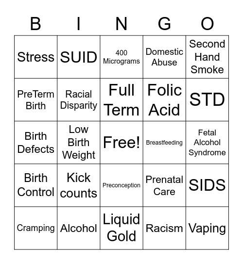 Community Voice Bingo Card