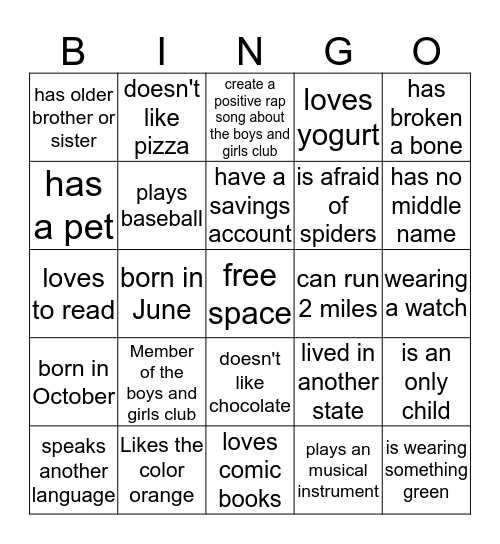 Find Someone Who........... Bingo Card