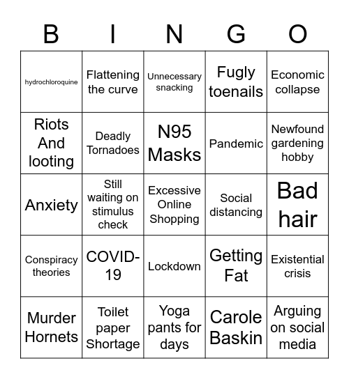 F@&k You 2020 Bingo Card