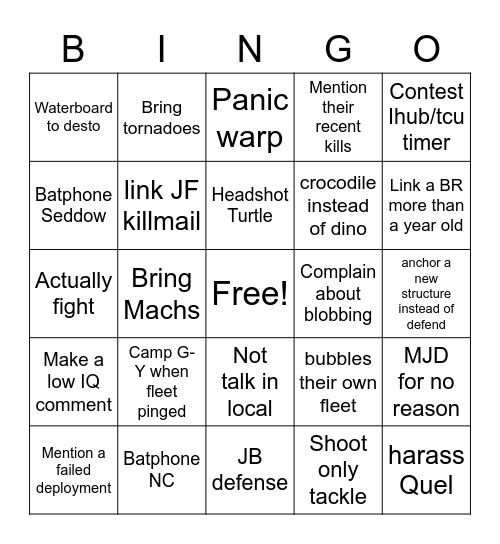 Stain bingo Card