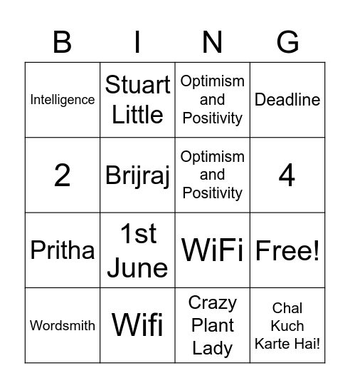 YS TURNS 8 Bingo Card
