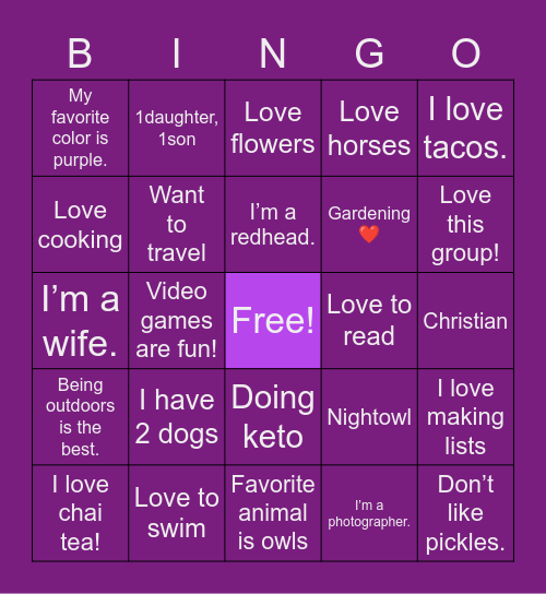Jourdan Bingo! Get to know me! Bingo Card