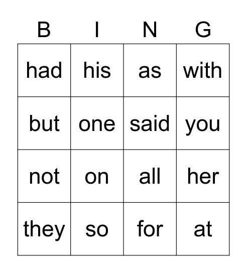Red Words Bingo Card