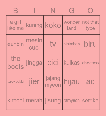 @EUNBEANZ Bingo Card