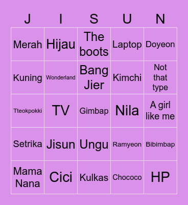 BINGO WITH 🏡 UYA Bingo Card