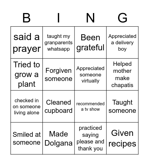 Mariapolis Zingo Bingo Card