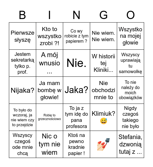 Jakie Bingo Card