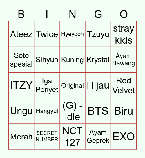 @xinsooo Bingo Card