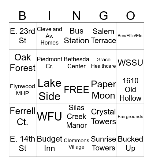 Dispatcher Bingo - Locations Bingo Card