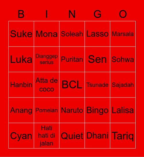 CY Bingo Card