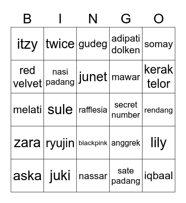 RYUJIN MMG Bingo Card