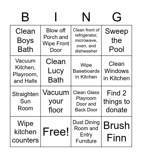 Week One - June 1-7th Bingo Card