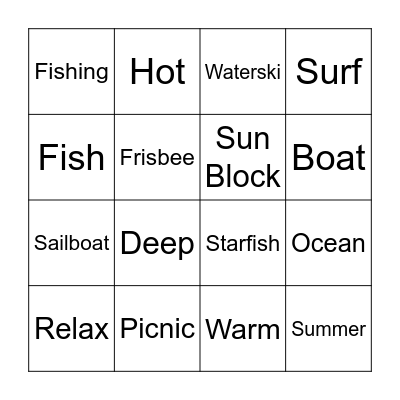Summer Vocabulary Bingo Card