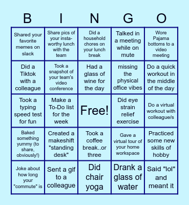 REMOTE WORK Bingo Card