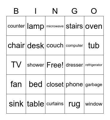 In the House Bingo Card