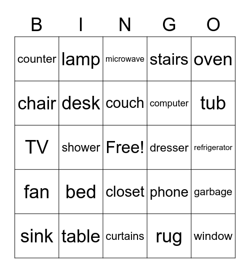 In the House Bingo Card