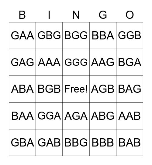 Recorder Bingo 2 (BAG) Bingo Card