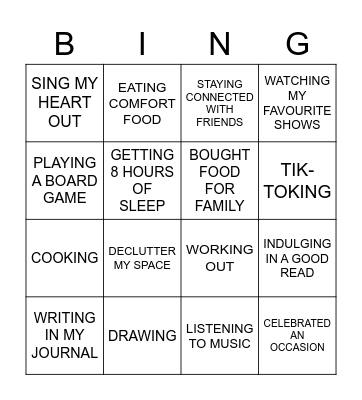 Happiness Bingo! Bingo Card