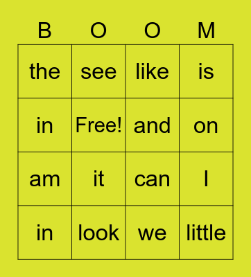 SIGHT WORD FUN Bingo Card