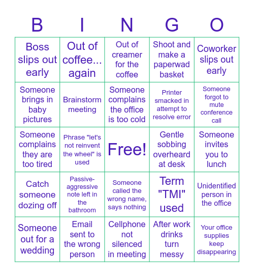 June Office Bingo Card