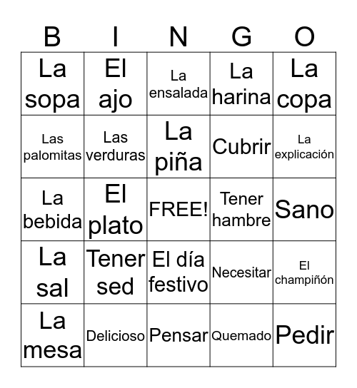 Palabras 2.1 y 2.2 Bingo Card