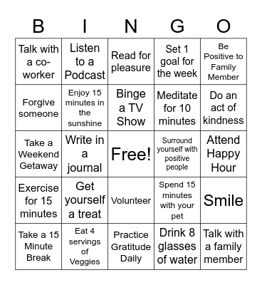 Northwire Wired For Wellness  Mental Health Challenge Bingo Card