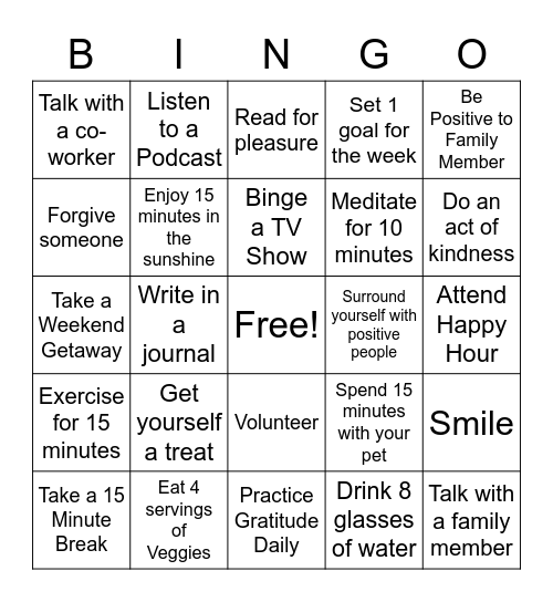 Northwire Wired For Wellness  Mental Health Challenge Bingo Card