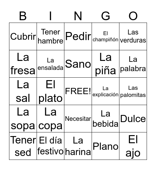 Palabras 2.1 y 2.2 Bingo Card