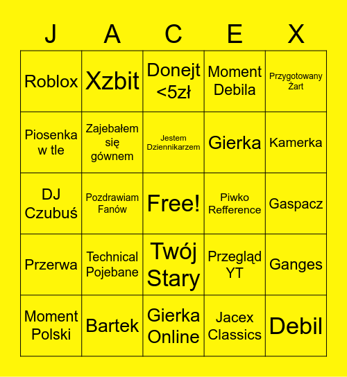 Jaca Bingo Card