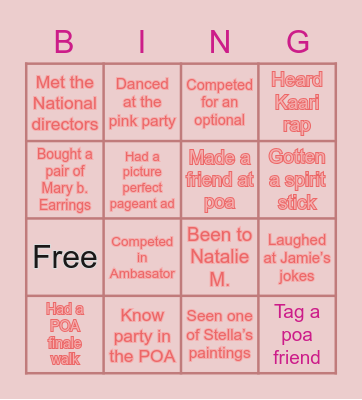 POA bingo! Bingo Card