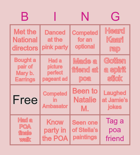 POA bingo! Bingo Card