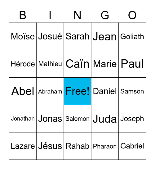 personnages bibliques Bingo Card