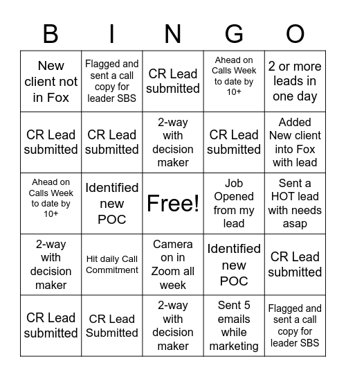 Lead Gen Bingo Card