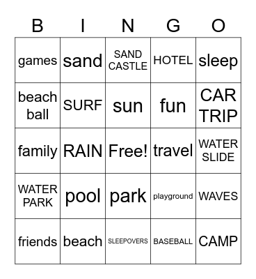 summer Bingo Card