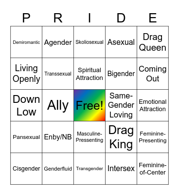 Pride Bingo Card