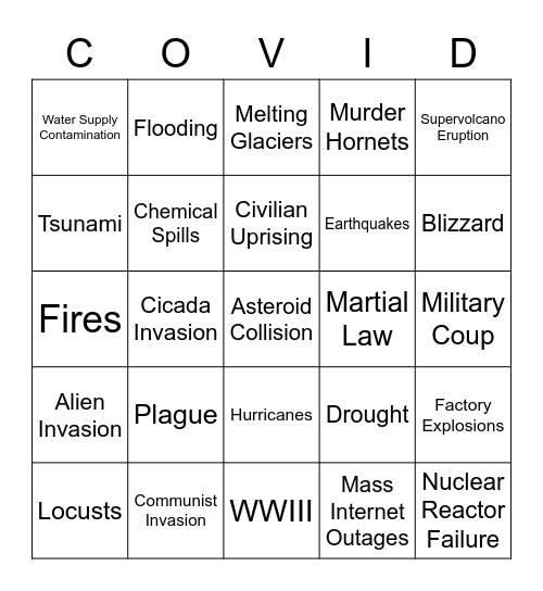 Apocalypse Bingo - Sean Bingo Card