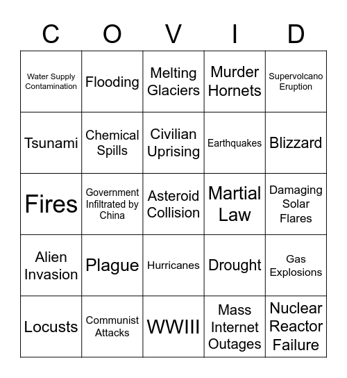 Apocalypse Bingo - Sean Bingo Card