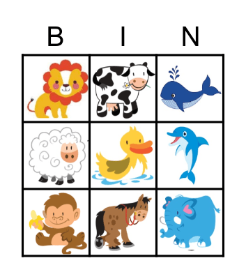 ANIMAL BINGO Card