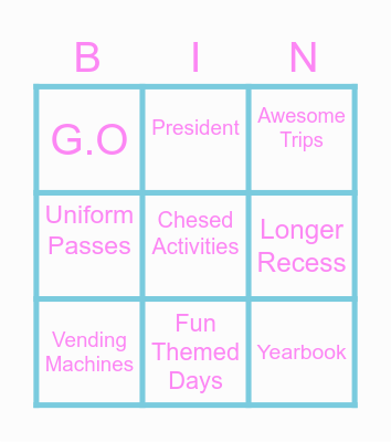 Kayla 4 G.O Bingo Card