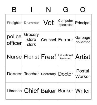 Community Helpers Bingo Card