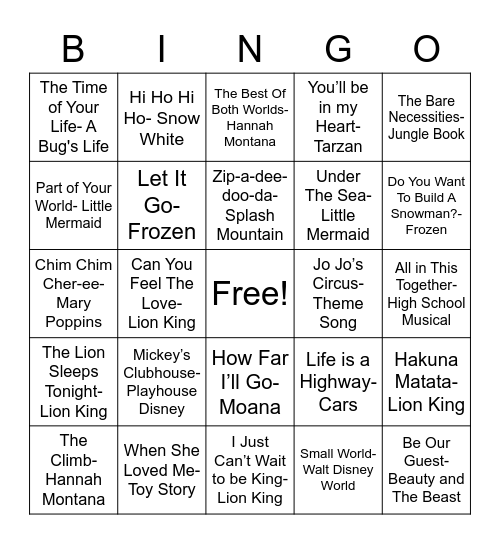 Music Bingo @ The Ohrenberger (3-4 Grade) Bingo Card