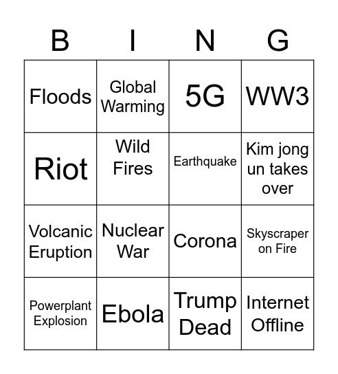 2020 Bingo Card