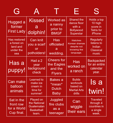 Summer Associate Bingo Card