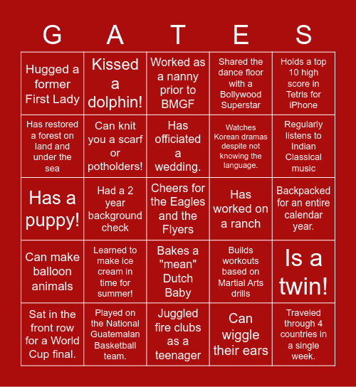 Summer Associate Bingo Card