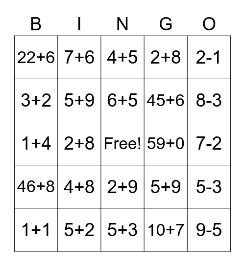 calculs Bingo Card