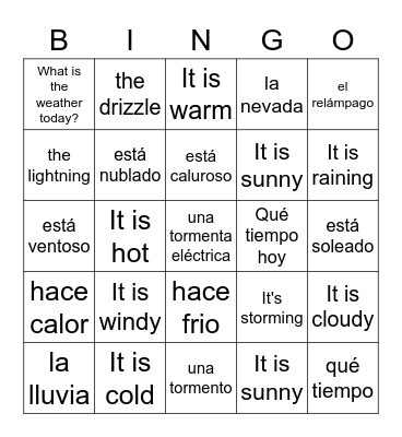 El Tiempo Bingo Card