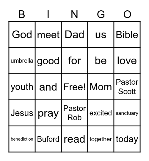 Church Bingo! June 7 Bingo Card