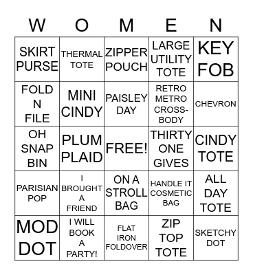 THIRTY-ONE BINGO...CELEBRATE. EMPOWER. REWARD. Bingo Card