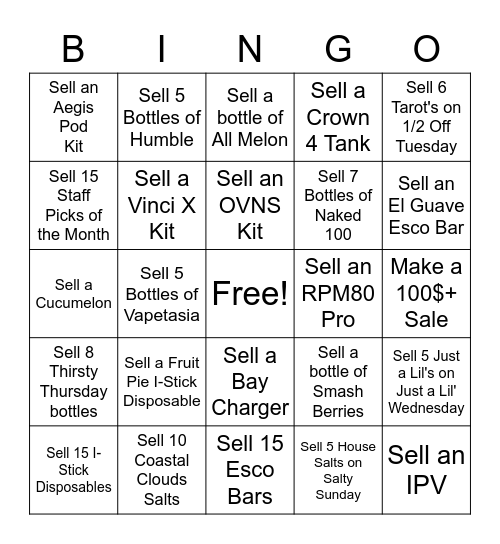 SALES BINGO Card